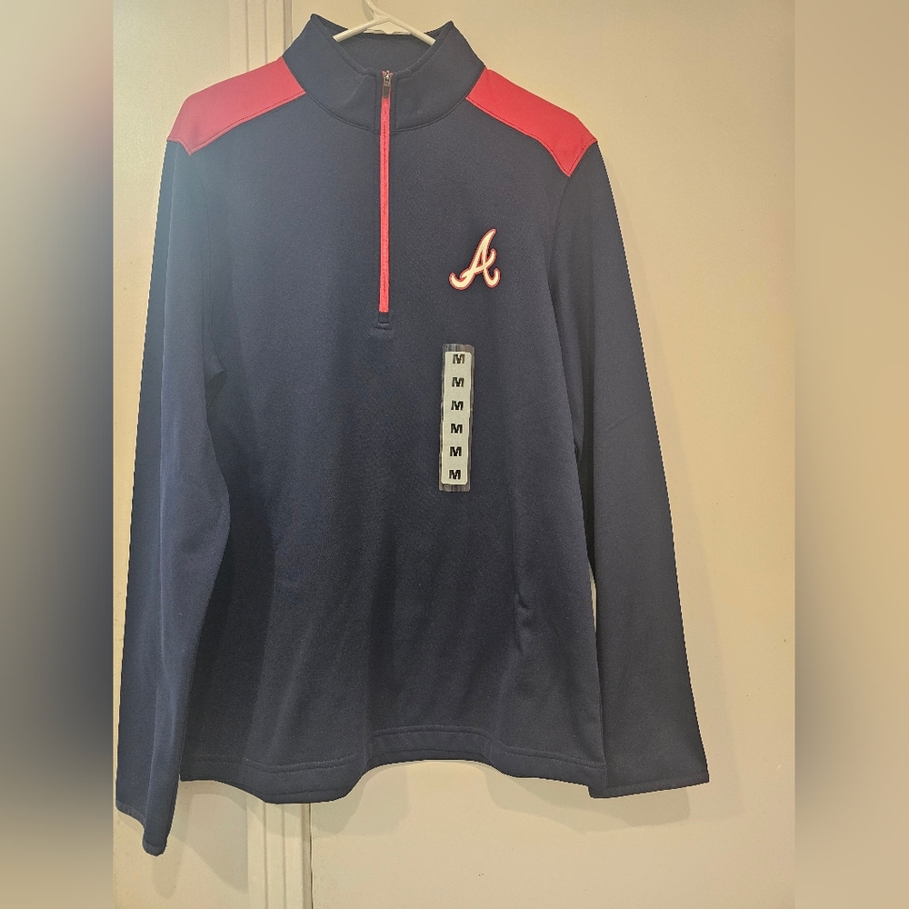 Atlanta Braves MLB Genuine Merchandise quarter-zip pullover in Navy and Red